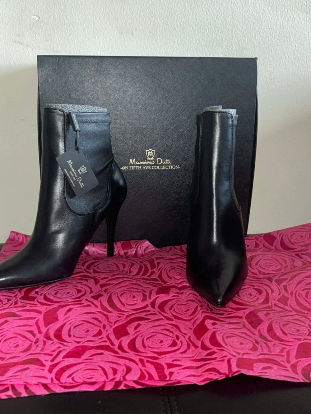 Massimo Dutti leather high-heel ankle boots size